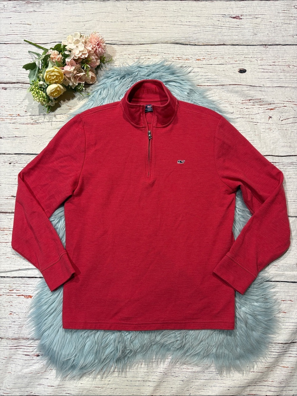 Vineyard Vines Saltwater Red Quarter-Zip Pullover
